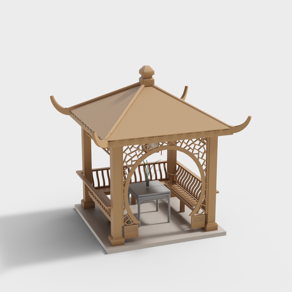 New Chinese style four-corner pavilion in the park
