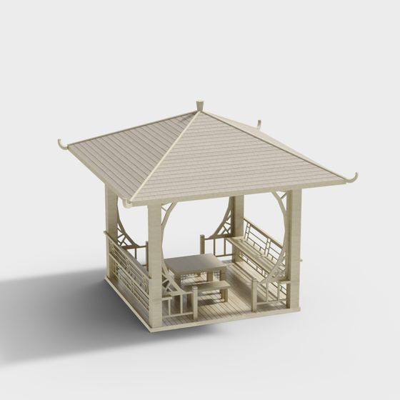 Oriental Style Pavilion 3D model for Tranquil Spaces