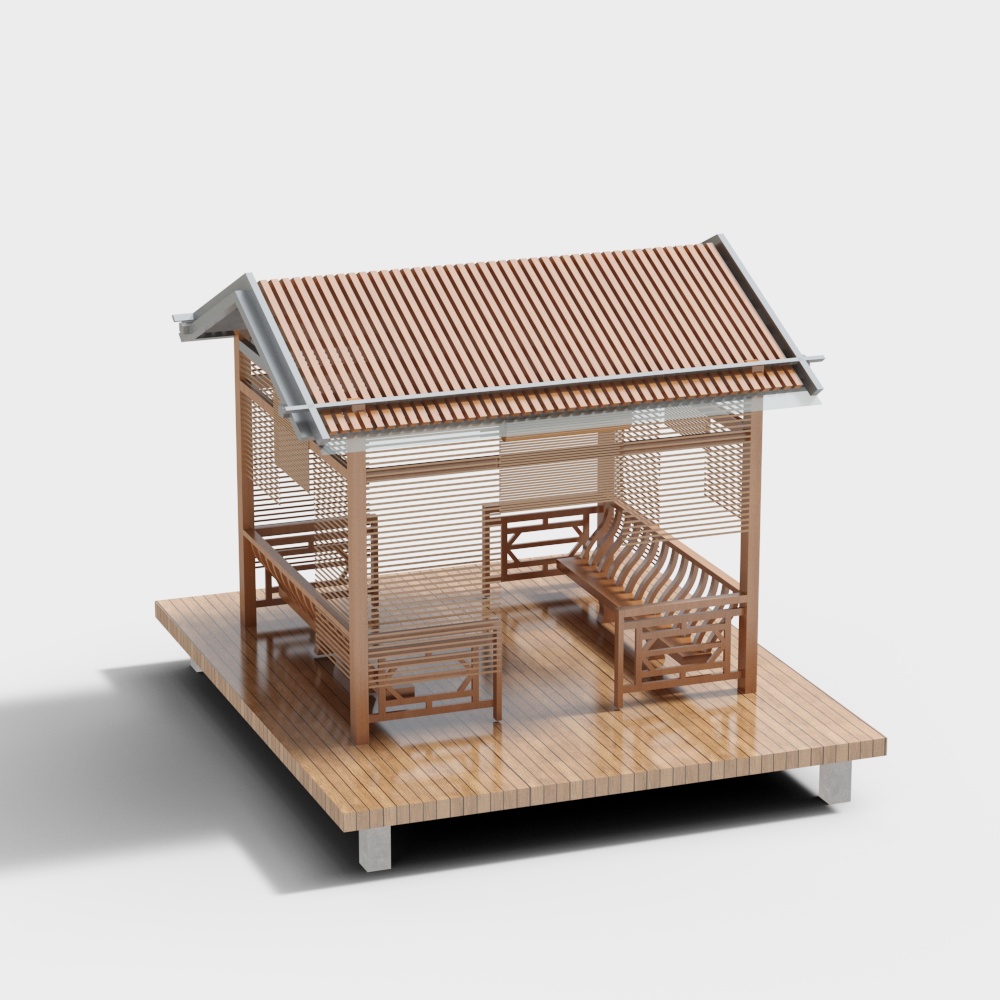 New Chinese style square pavilion in the garden