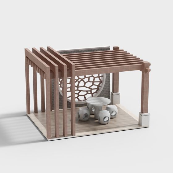 Patio Pergola Low-Polygon 3D model