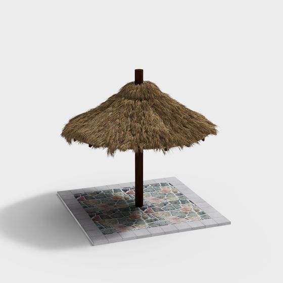 Tropical Palm Leaf Umbrella 3D model for Creative Projects