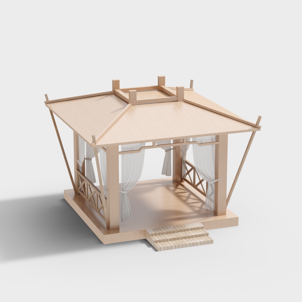 Elegant Wooden Pavilion 3D model