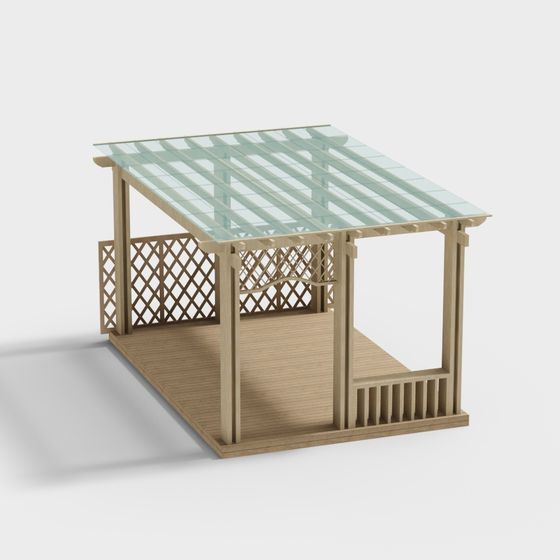 Stylish Low-Poly Pavilion 3D model for Summer