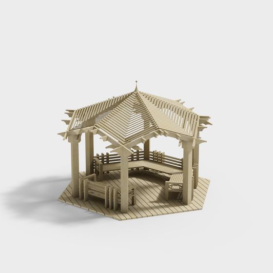 Elegant Pavilion 3D Model for Tranquil Gardens