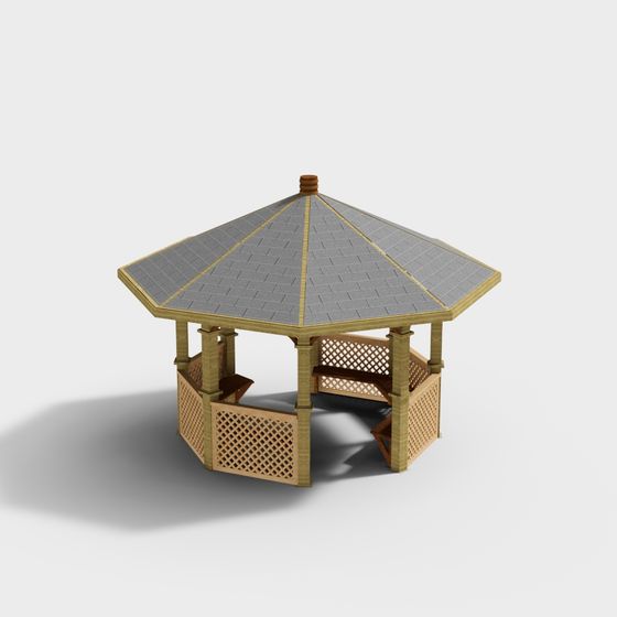 Low Poly Pavilion 3D Model for Tranquil Spaces