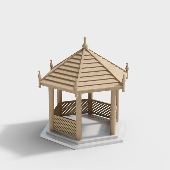 Elegant Wooden Pavilion 3D model