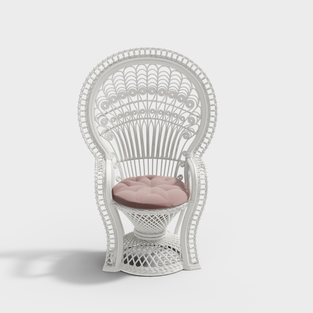 белое деревянное ротанговое кресло