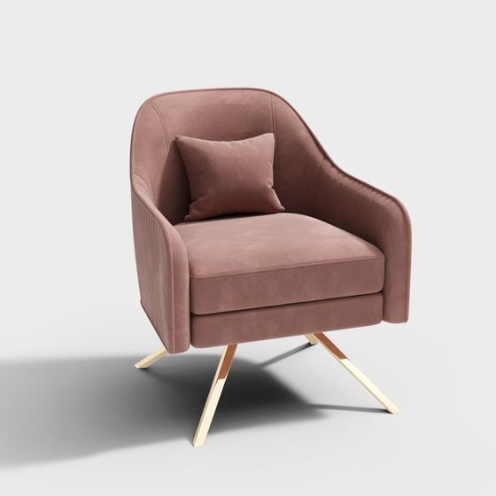 Stylish Low-Poly Pink Velvet Armchair 3D model