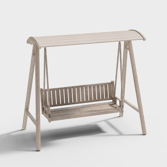 Charming Wooden Swing 3D model for Relaxing Spaces