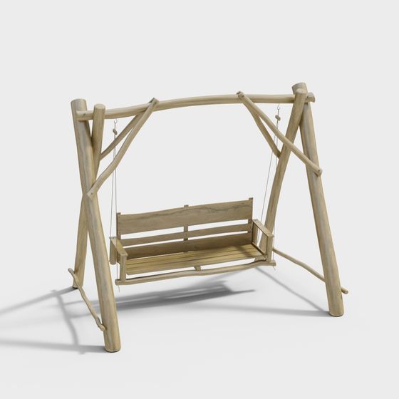 Charming Wooden Swing 3D model for Serene Environments