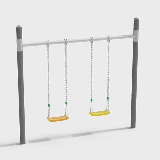 Charming Low-poly Swing Set 3D model