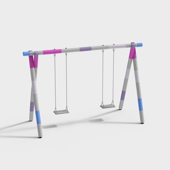 Colorful Swing Set 3D model for Children's Play Areas