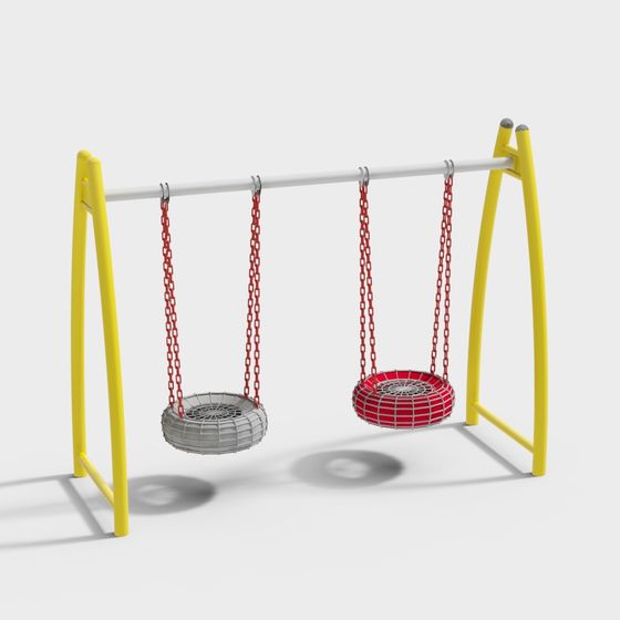 Vibrant Low-Poly Swing Set 3D model