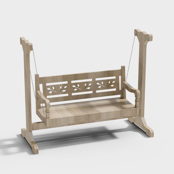 Low Poly Wooden Swing 3D Model