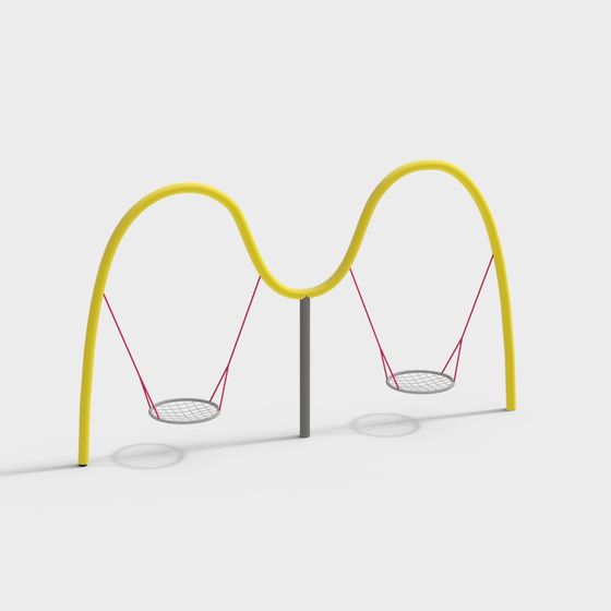Whimsical Double Swing Set 3D model for Kids