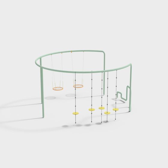 Playful Low-Poly Swing Set 3D model for Kids