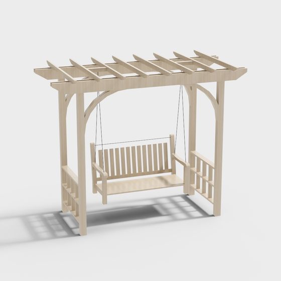 Low Poly Wooden Swing Set 3D model