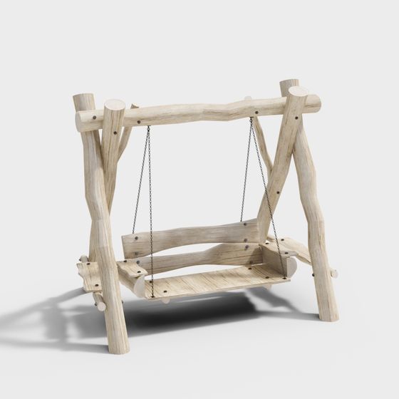Charming Wooden Swing 3D model for Creative Projects