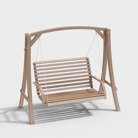Modern Wooden Swing 3D model