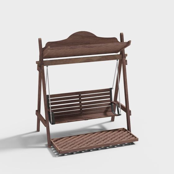Vintage Wooden Swing 3D model