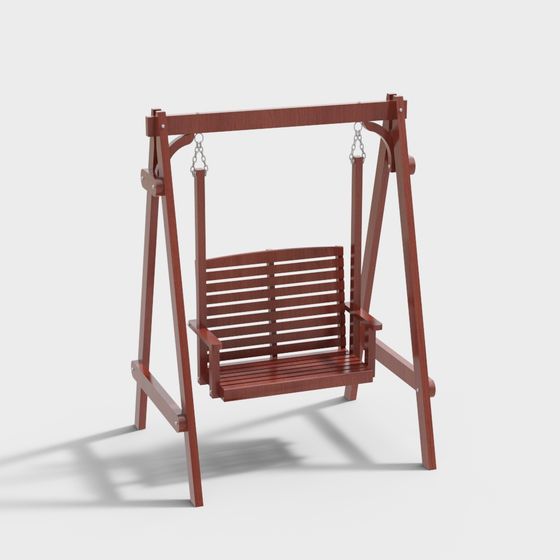 Charming Wooden Swing 3D Model for Outdoor Spaces