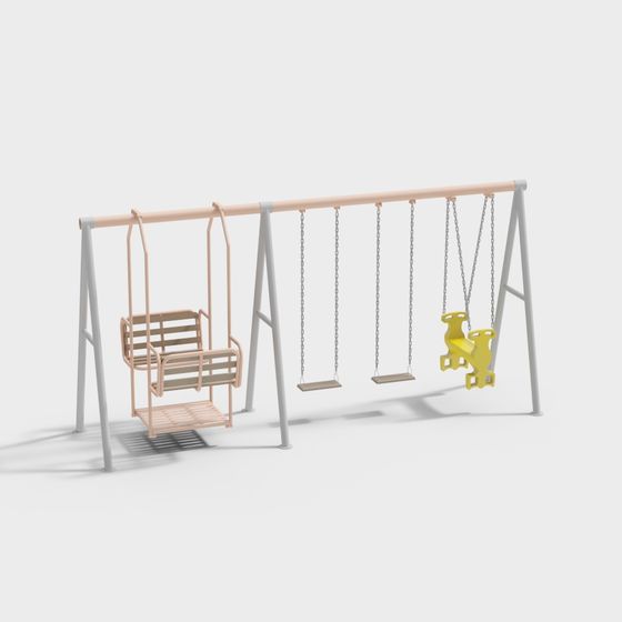 Children's Playground Swing Set 3D model