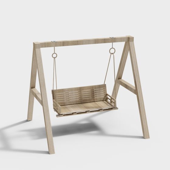Natural Wooden Swing 3D model for Relaxed Spaces