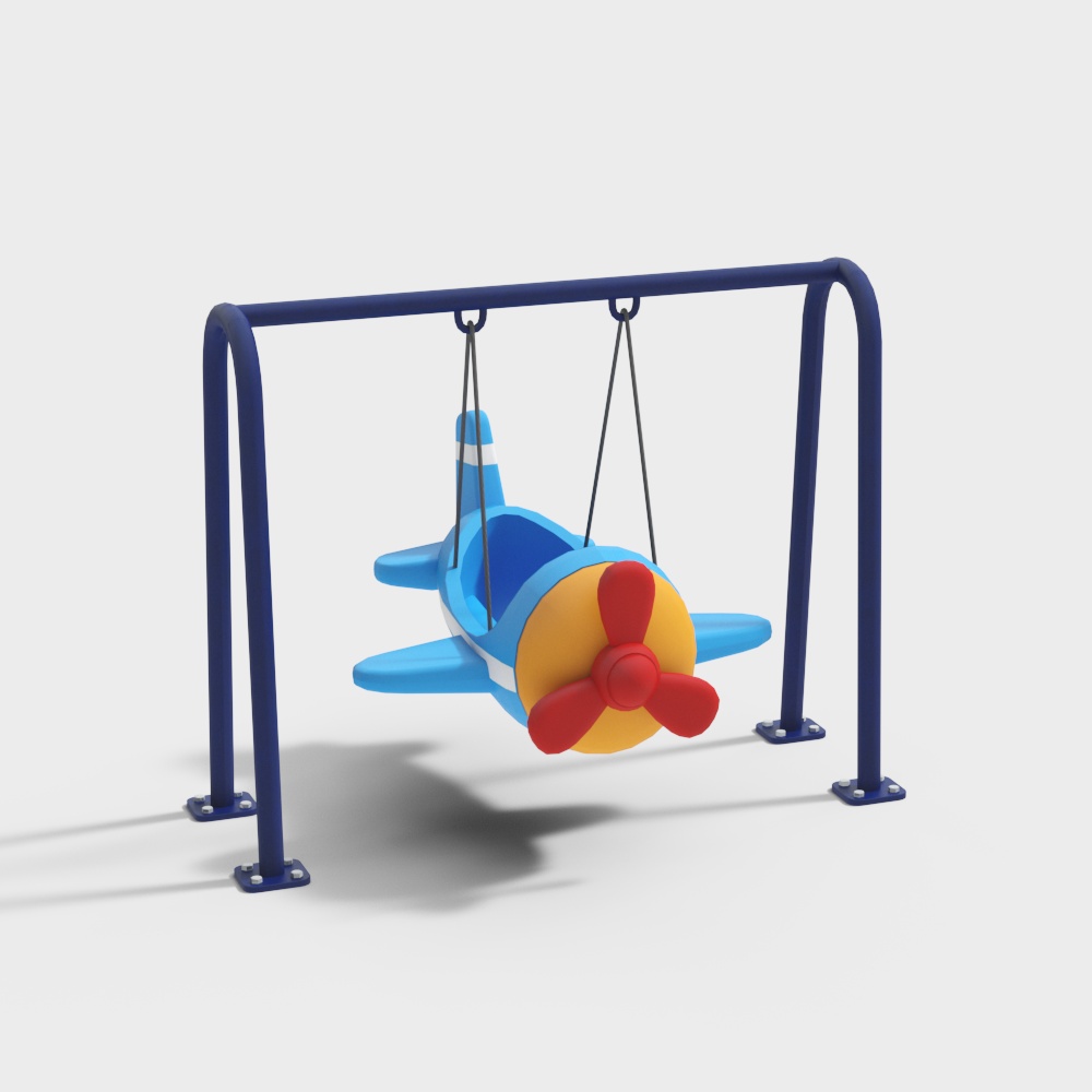 Vibrant Airplane Swing 3D Model – Colorful Low Poly