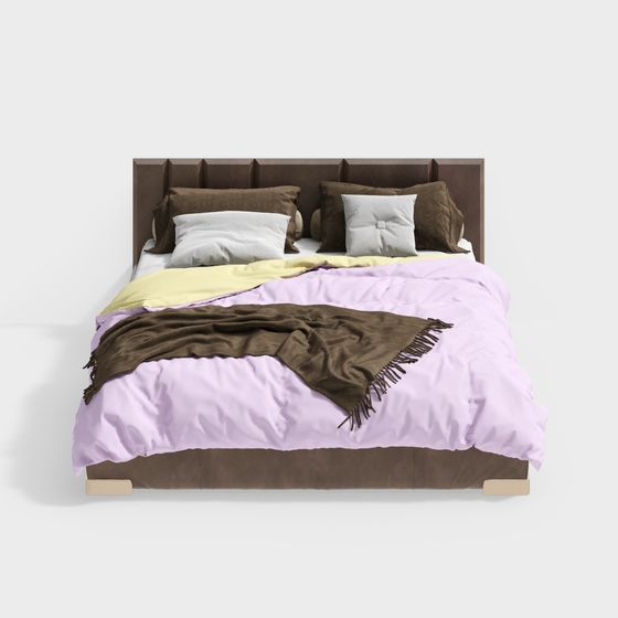 Elegant Low-Poly Bed 3D model for Modern Interiors