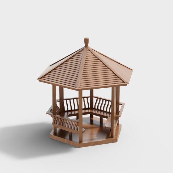 Elegant Low-Poly Pavilion 3D model