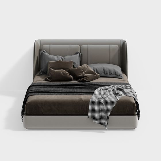 Stylish Low-Poly Bed 3D Model for Modern Spaces