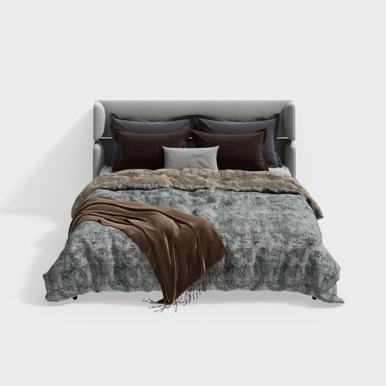 Stylish 3D Bed Model for Contemporary Interiors