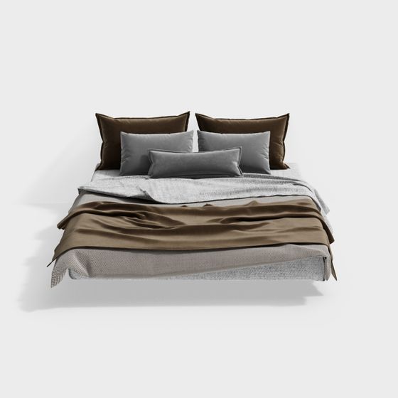 Sophisticated Low-Polygon Bed 3D Model for Contemporary Spaces