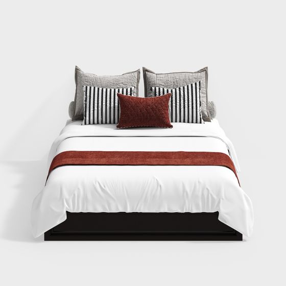 Elegant Minimalist Bed 3D model