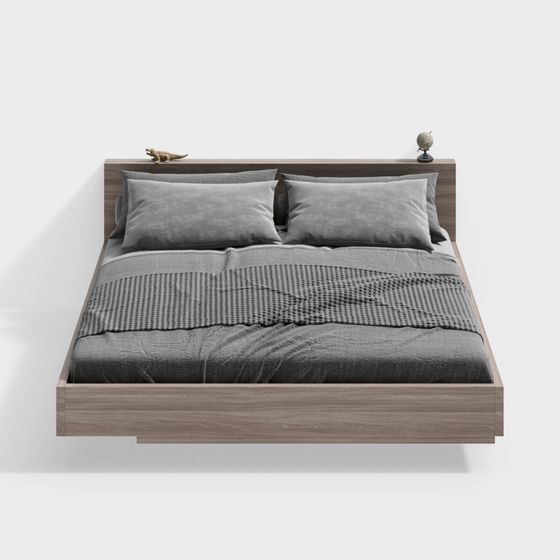 Modern Low-Polygon Bed Frame 3D model