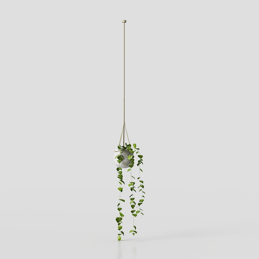 Hanging Green Plant Basket 3D Model – Realistic Low-Poly Plant