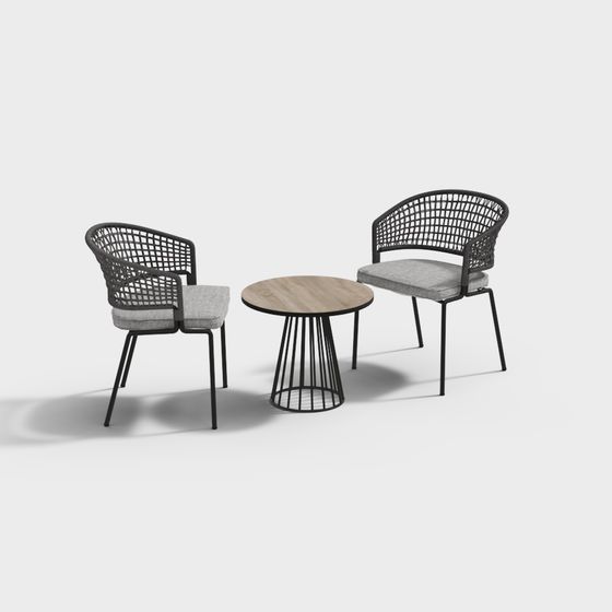 Minimalist Coffee Table and Chair Set 3D model
