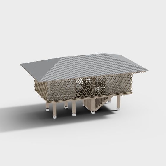 Low Poly Geometric 3D Model for Modern Architecture