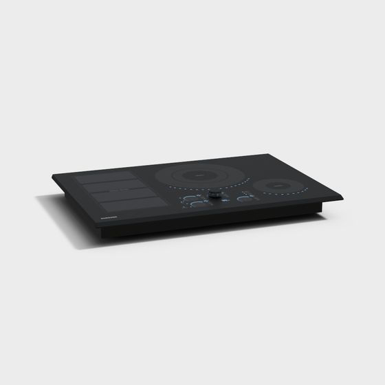 Sleek Black Induction Cooktop 3D model