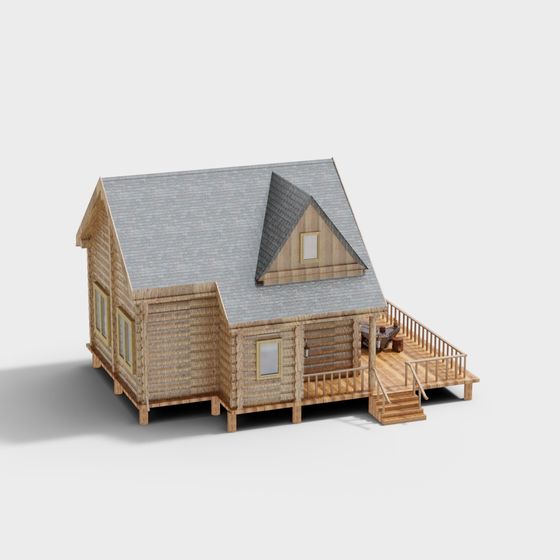 Charming Low-Poly Forest Cabin 3D model