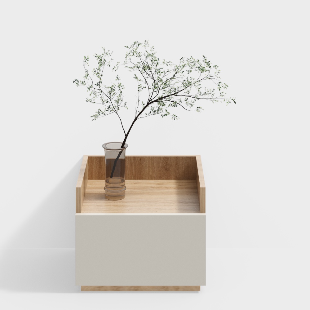 Storage cabinet wood with greenery