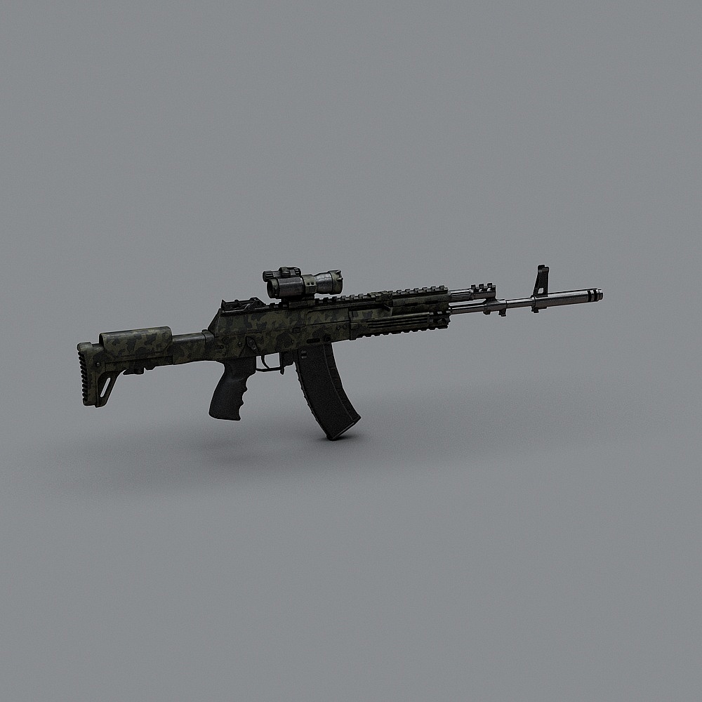 Detailed Low-Poly AK-47 3D Model