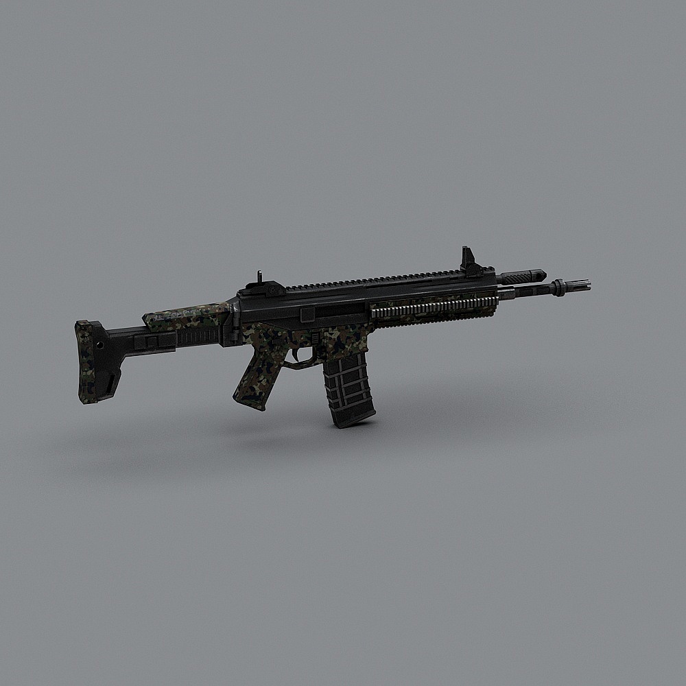Stylish Camouflage 3D Gun Model for Designers
