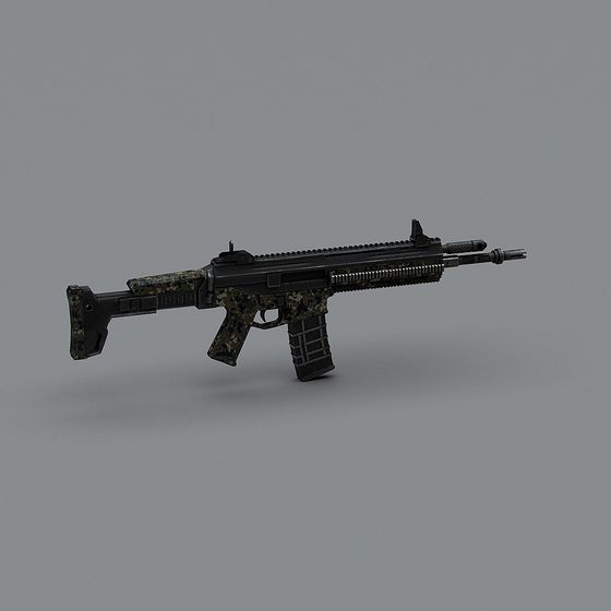 Stylish Camouflage 3D Gun Model for Designers
