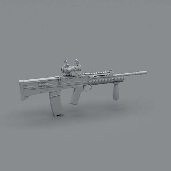 Futuristic Low-Poly 3D Rifle Model