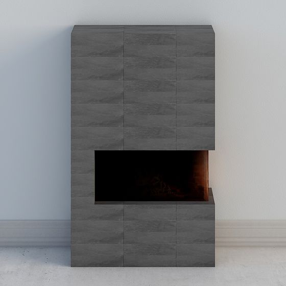 Minimalist Fireplace 3D model for Urban Interiors