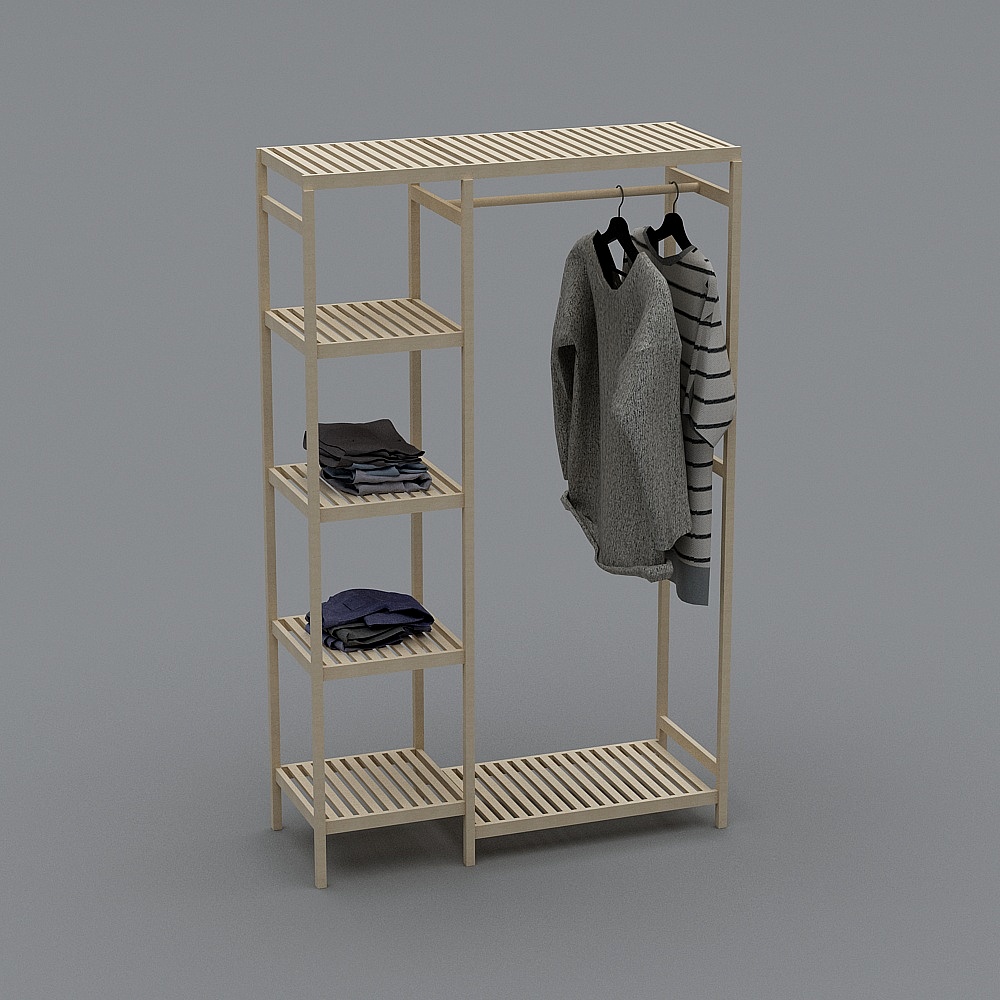 Elegant Low-Polygon Coat Rack 3D model