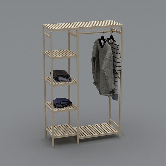 Stylish Low-Polygon Coat Rack 3D model for Modern Spaces