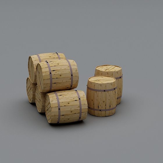Rustic Wooden Barrel 3D model