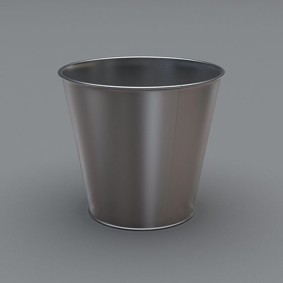 Stylish Metal Trash Can 3D model